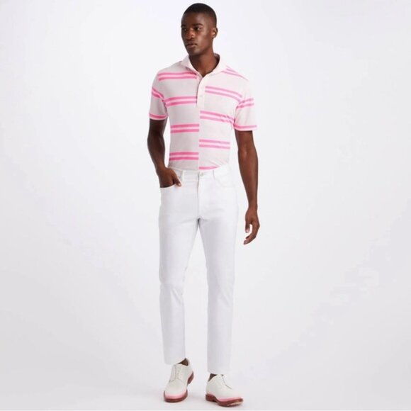 NWT G/FORE OFFSET STRIPE MODERN SPREAD COLLAR‎ TECH PIQUÉ TAILORED FIT POLO M - Picture 1 of 15